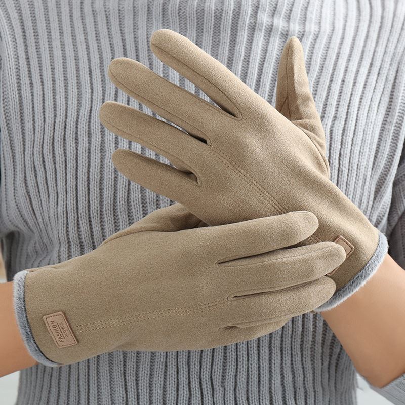 手套男士冬季德绒开 车保暖骑行钓鱼加绒加厚骑车触控屏幕电动