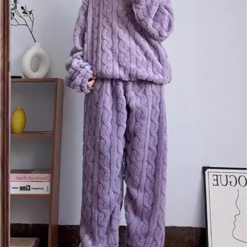 珊瑚绒睡衣女冬季加厚2025年新款法兰绒睡裤保暖秋冬天家居服套装