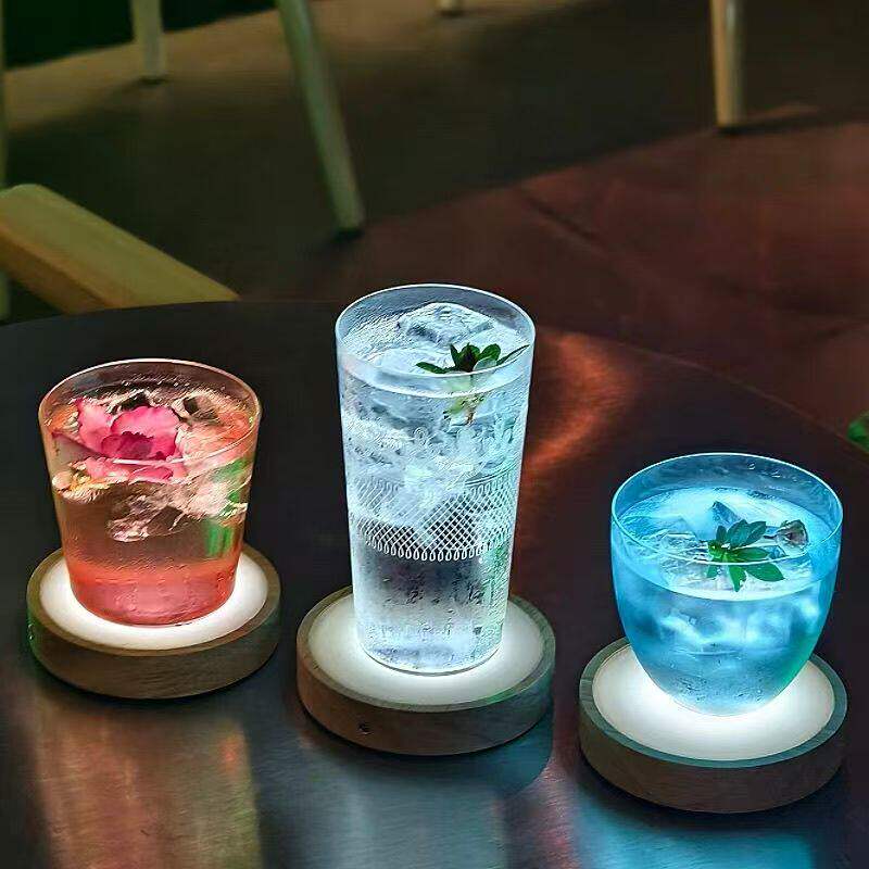 旋转酒杯发光垫鸡尾酒底座带灯LED气氛灯酒吧用创意小众摆件装饰