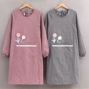 加肥加大罩衣女秋冬成人穿在羽绒服外的全包围裙长袖防污耐脏倒褂