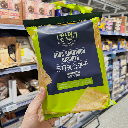 奥乐齐 ALDI Delight 苏打夹心饼干清新柠檬味 380g  代购
