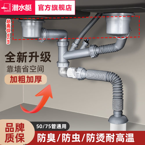 潜水艇厨房洗菜盆水池下水管配件