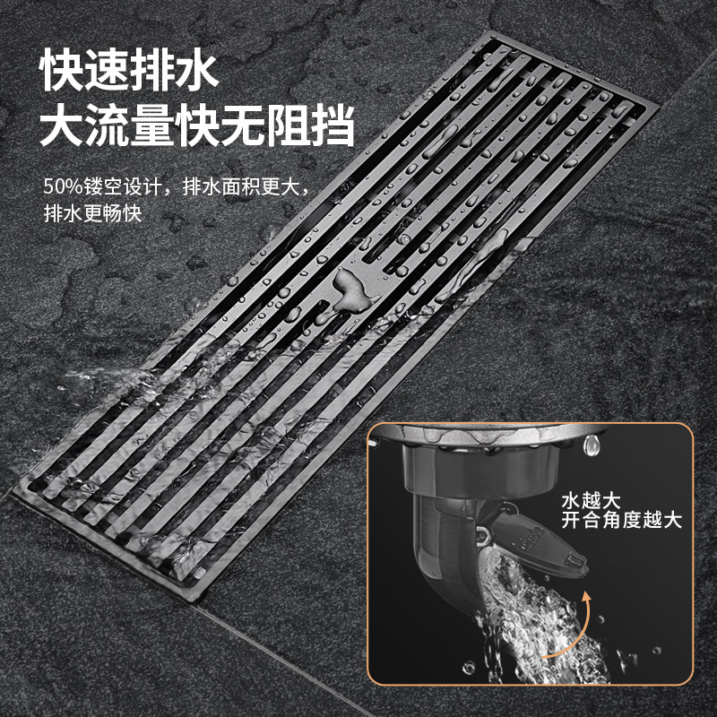 潜水艇卫生间湿区大排量地漏通用防虫防臭防溢水长条地漏旗舰店