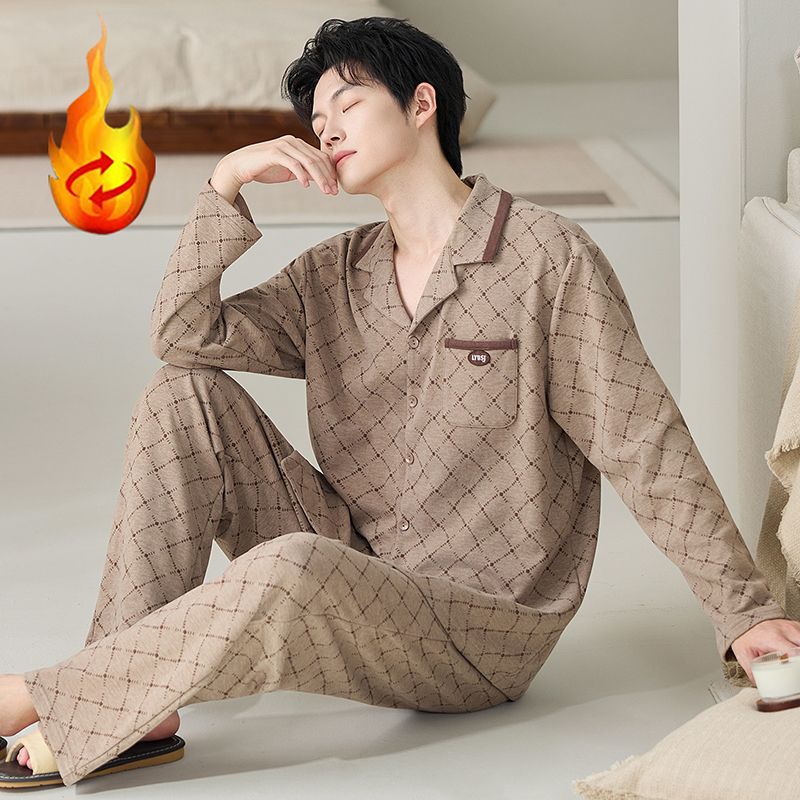 冬季男士德绒保暖家居服套装