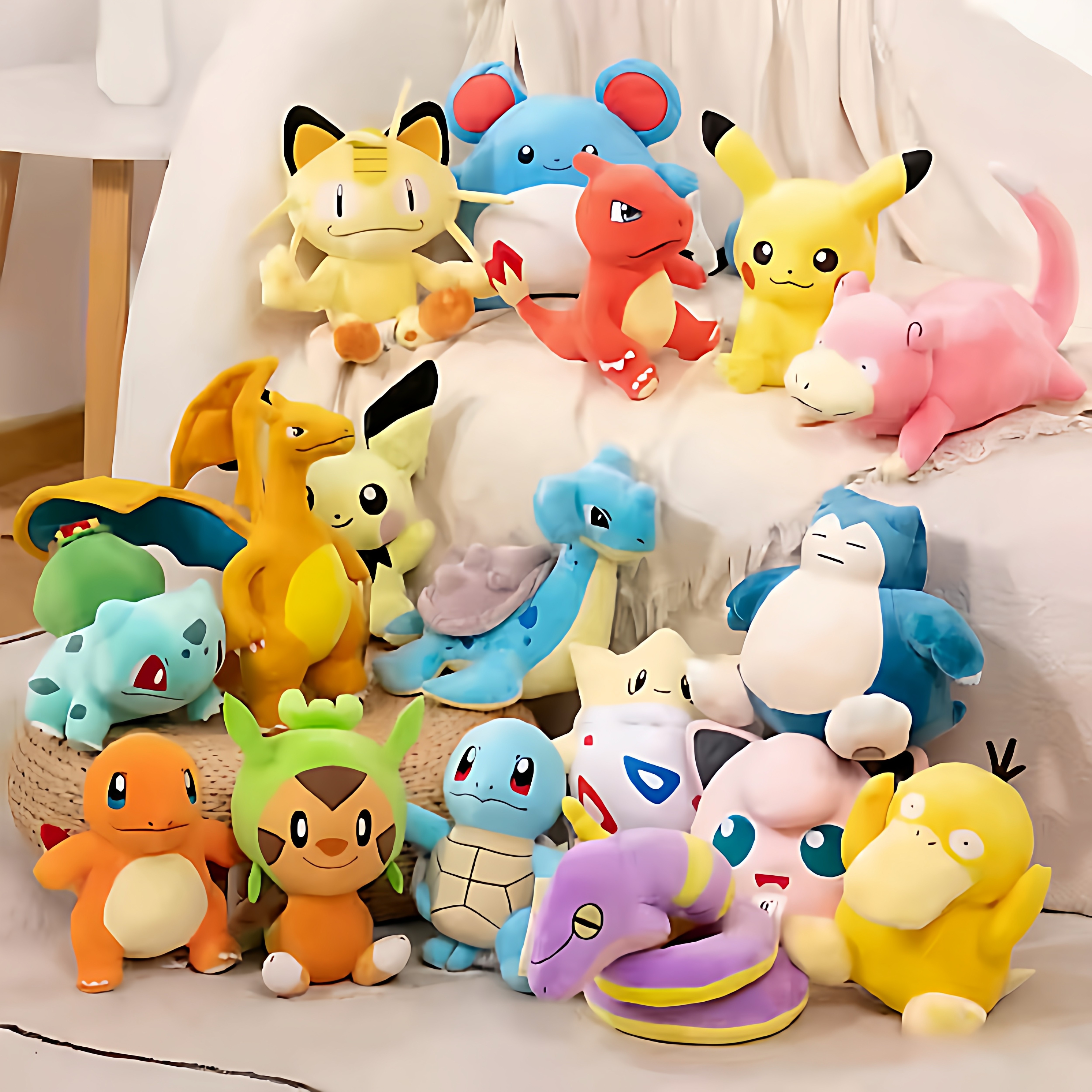 宝可梦伊布胖丁卡比兽耿鬼杰尼龟小火龙可达鸭海皇牙公仔毛绒玩具