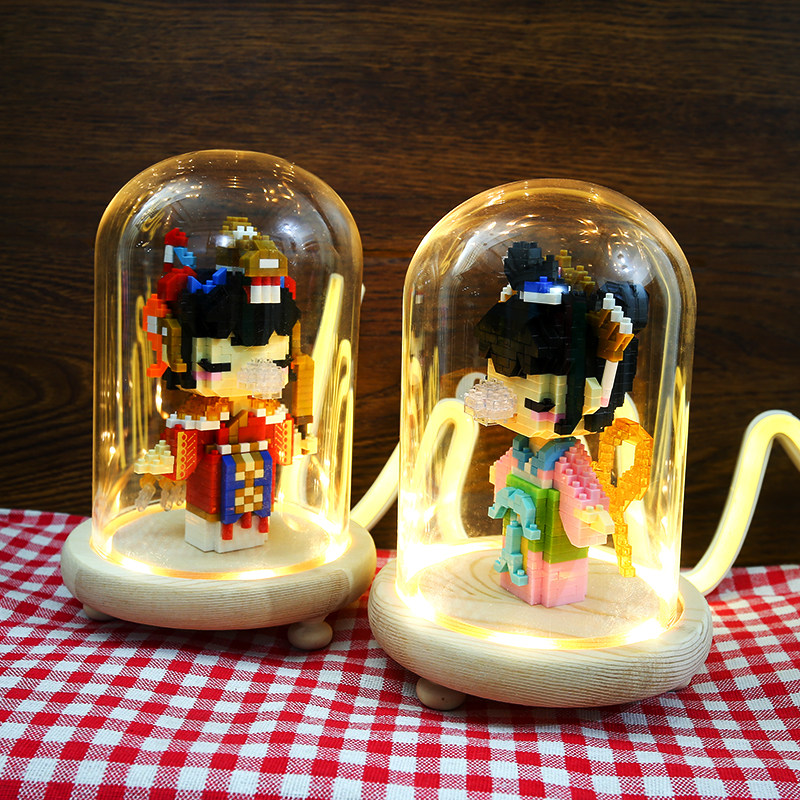 微型小颗粒拼装积木中国潮古风玩具益智儿童女孩立体拼图与子成说