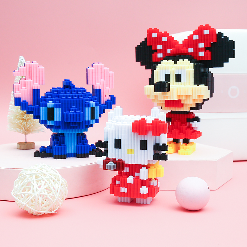 小颗粒微型拼装积木儿童女孩益智玩具立体米妮拼图模型学校小礼物