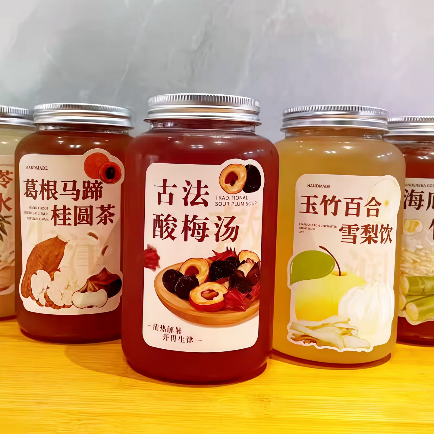 网红酸梅汤饮料瓶杯子摆摊商用一次性塑料瓶奶茶罐子带盖分装瓶子