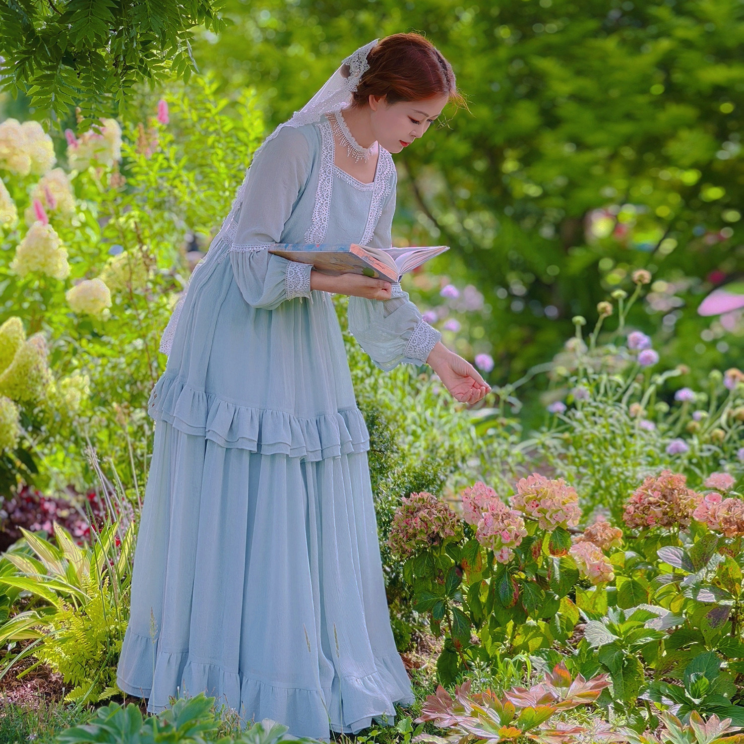 【董艺旅行穿搭】献给爱丽丝·7米大摆公主裙法式宫廷风旅行女神�