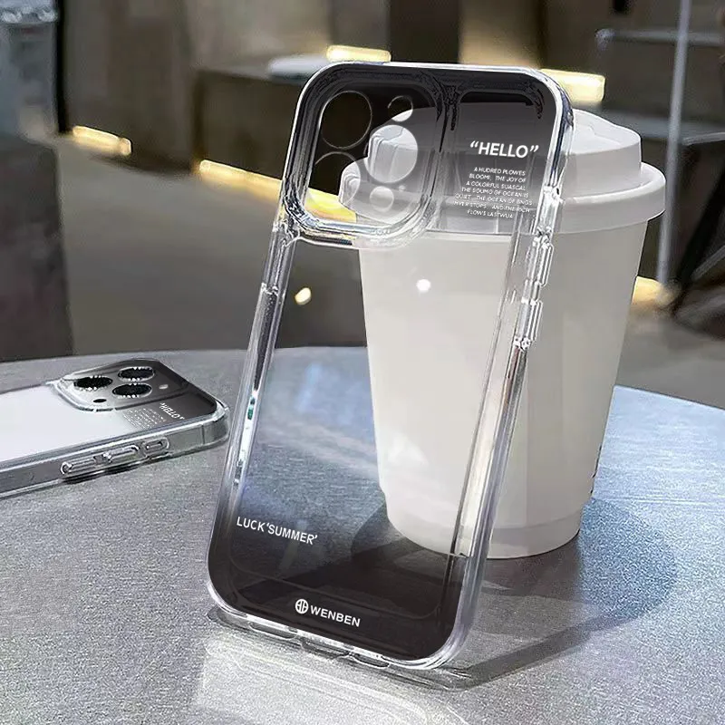 渐变色英文适用于苹果16PROMAX手机壳iPhone15简约14全包12软壳13