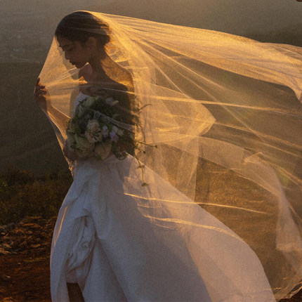 新娘婚纱头纱高级感韩式素纱影楼造型拍照道具超仙结婚蒙头高清透