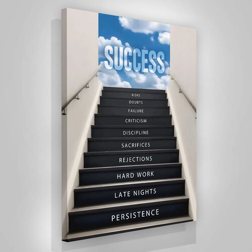 Success Canvas Painting WallArt 成功阶梯励志帆布无框画办公室