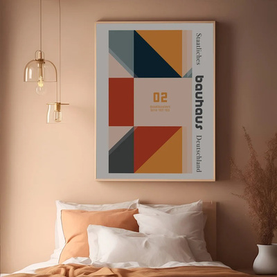 装饰画有框画挂画墙壁现代简约艺术Bauhaus包豪斯抽象几何奶油风