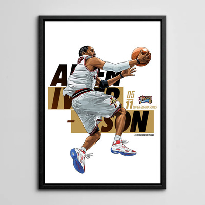 篮球明星海报有框挂画墙壁