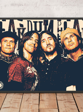 装饰有框画挂墙壁画摇滚乐队明星红辣椒放克专辑封面酒吧RHCP