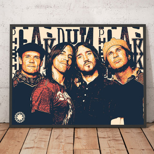 装饰有框画挂墙壁画摇滚乐队明星红辣椒放克专辑封面酒吧RHCP