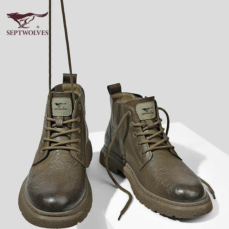 七匹狼品牌马丁靴2024春夏新款户外保暖工装短靴休闲时尚男士靴子