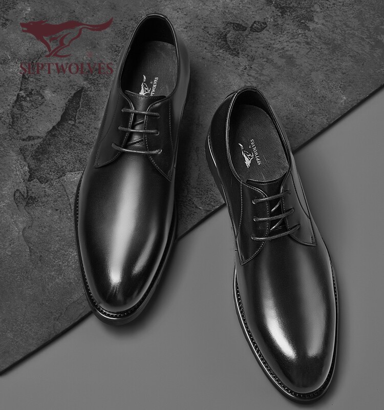 七匹狼透气牛皮鞋春夏商务休闲鞋英伦真皮结婚工作男士软底正装鞋