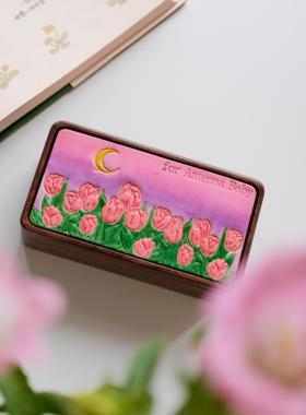实木手工牛皮首饰盒DIY