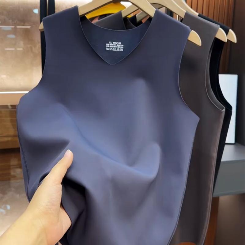 男士磨毛厚款保暖背心无痕打底衫