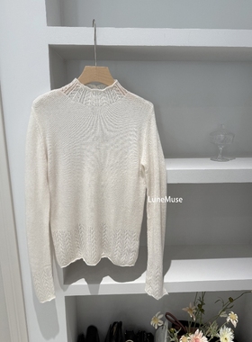 秋冬氛围感 法式轻奢精致优雅手工钩花轻柔羊毛半高领针织衫