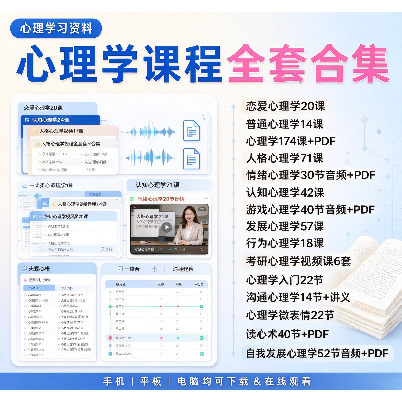 全套心理学课程合集认知人格社会教育心理考研自学视频音频资料全