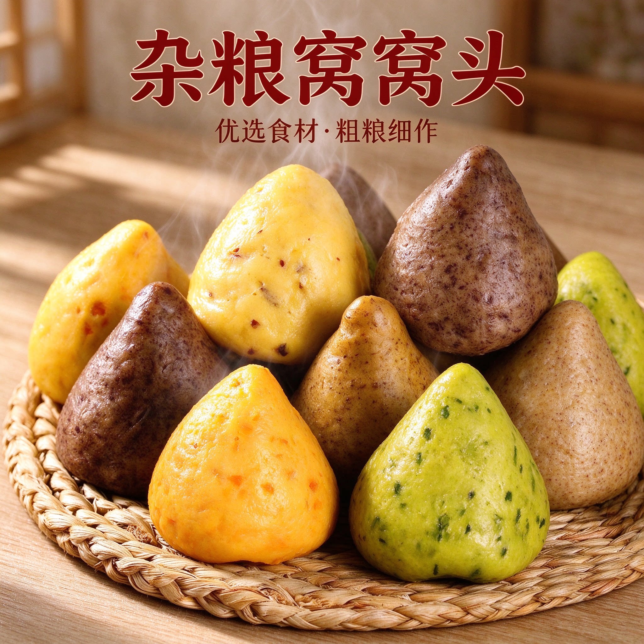 手工杂粮窝窝头馒头主食代餐