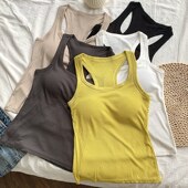带胸垫工字背吊带背心女内搭2024新款 夏外穿美背文胸一体瑜伽上衣