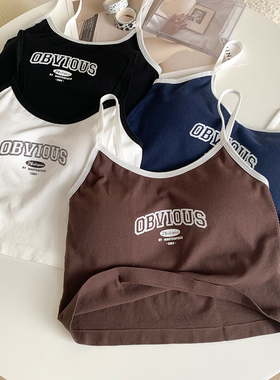 美式复古吊带小背心女装夏季辣妹设计感无袖短款紧身内搭上衣外穿