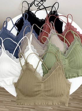 美背交叉吊带内衣女无钢圈文胸夏季薄款背心聚拢运动大码裹胸抹胸