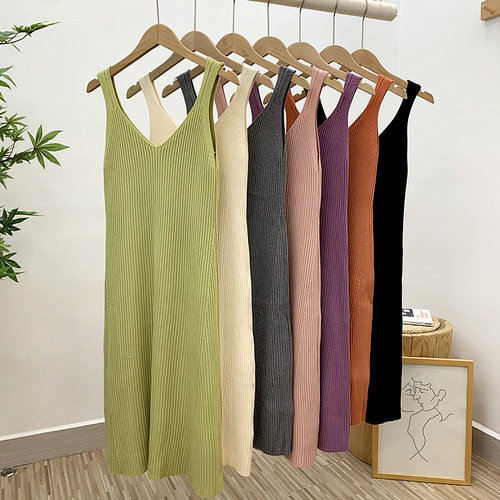 针织吊带连衣裙女秋冬新款宽松