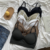 修身 夏新款 韩版 交叉吊带背心打底外穿一体罩杯文胸抹胸美背上衣女