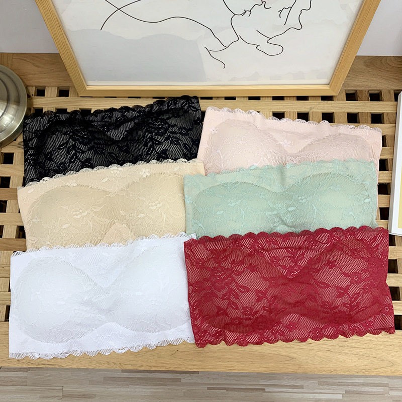 春夏款背心女内搭蕾丝新款防走光裹胸冰丝内衣学生抹胸美背文胸