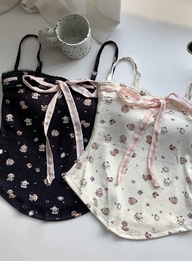 辣舞家直营店推荐~2025美德拉甜辣风趣味少女印花有胸垫吊带背心