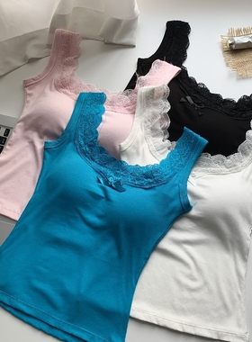 方领蕾丝吊带背心女2025春夏季新款修身外穿内搭打底无袖上衣