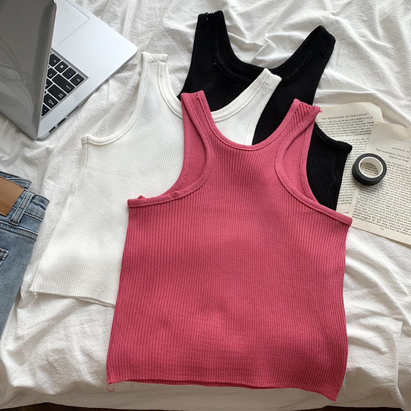 辣妹美背针织吊带内搭修身短款衣