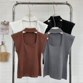 t恤女装 夏季 甜辣妹性感收腰紧身显瘦短款 黑色方领短袖 打底衫 上衣