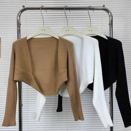 法式气质针织开衫短款毛衣外套