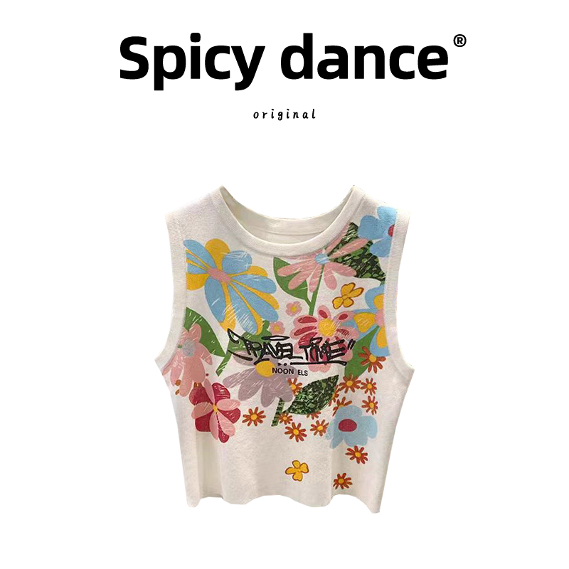 涂鸦印花无袖背心女夏外穿内搭