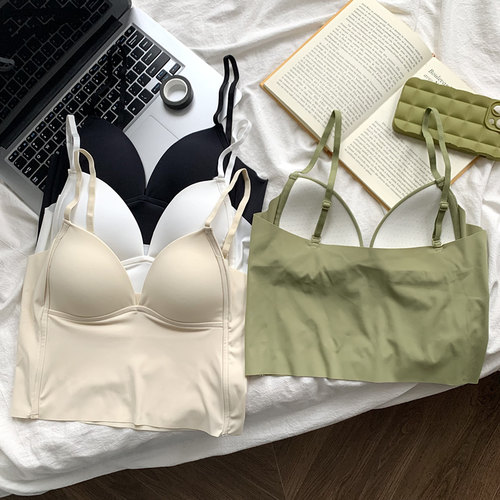 冰丝美背乳胶内衣带胸垫吊带背心