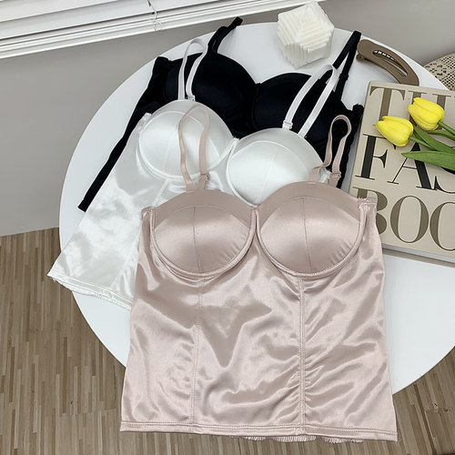 法式纯欲带胸垫小吊带背心