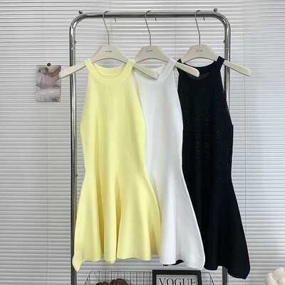 收腰显瘦女夏露肩鱼尾针织辣妹