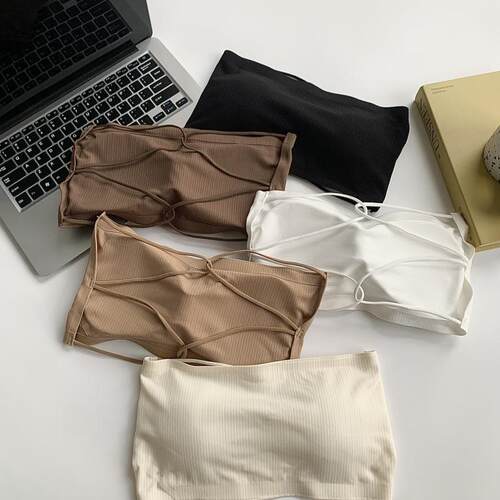 性感交叉美背抹胸背心女打底内搭裹胸夏季百搭辣妹无肩带外穿上衣