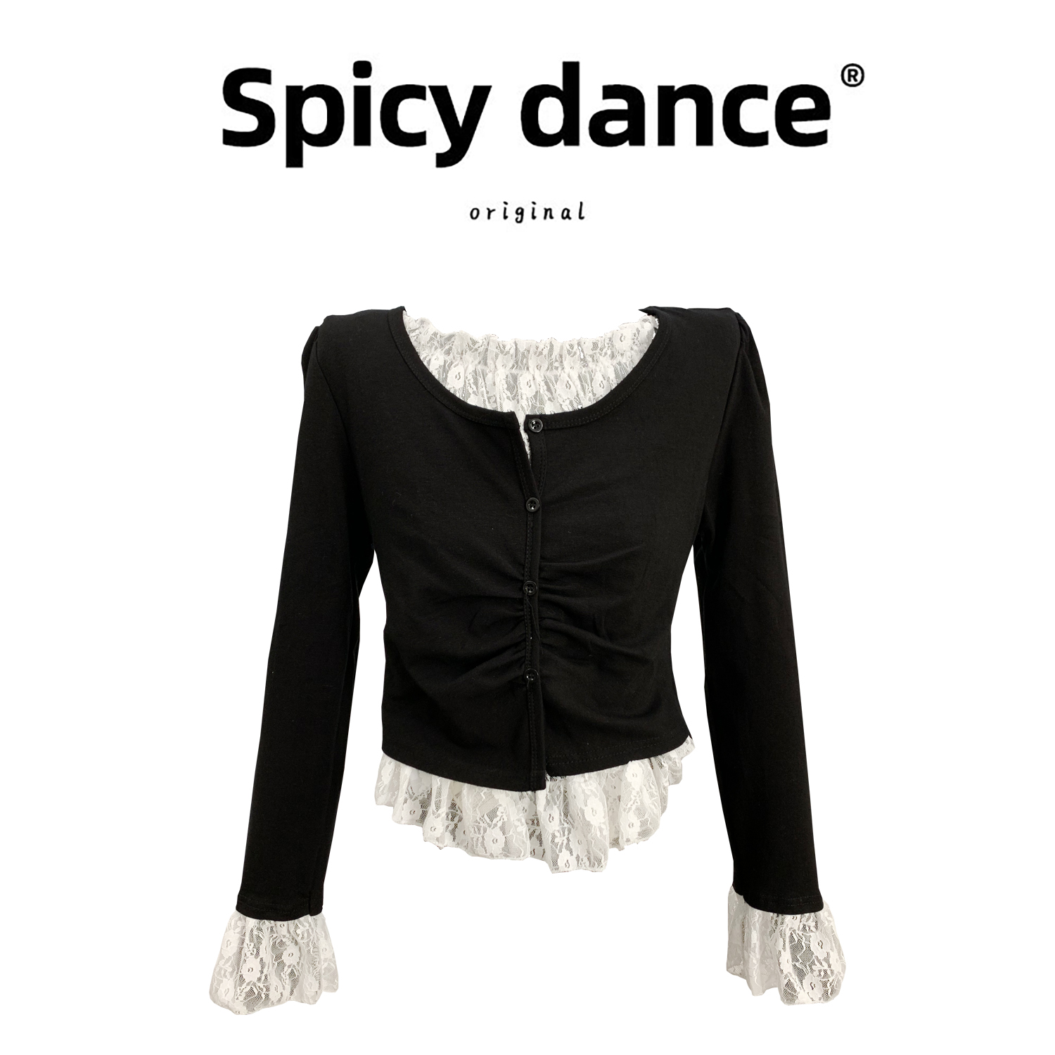 黑色假两件长袖T恤女秋季2025