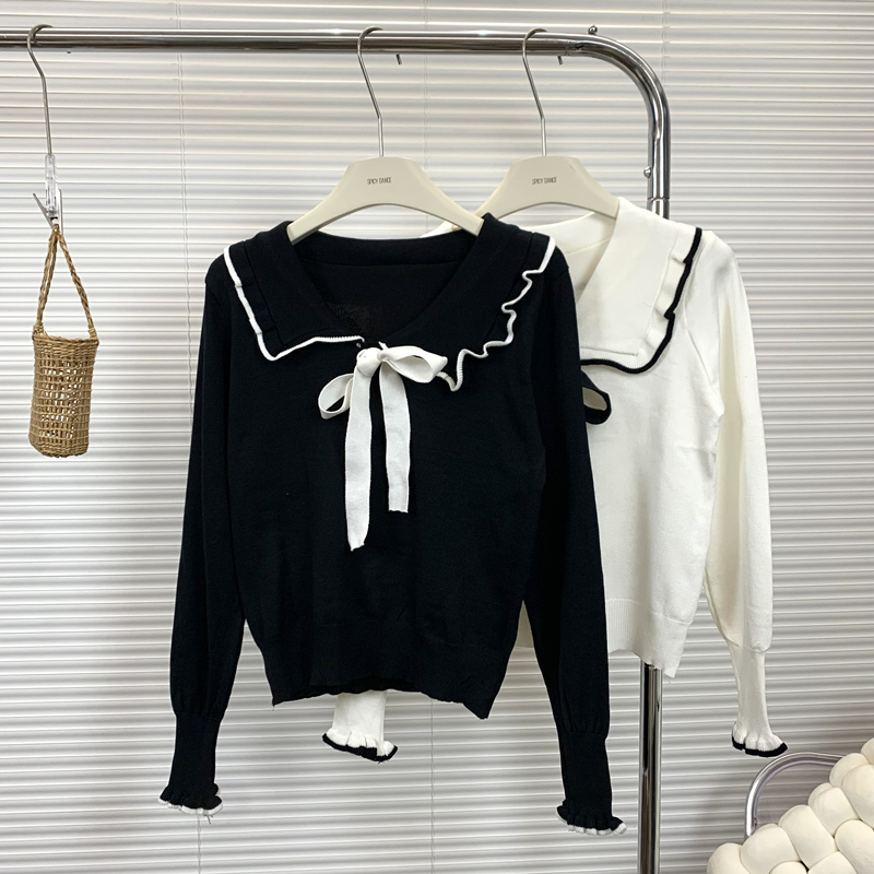 秋冬季娃娃领百搭毛衣甜美减龄