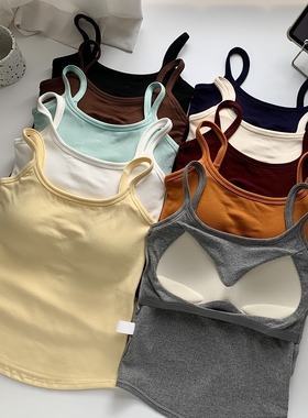 辣舞家自制~冬日小暖炉 磨毛加绒吊带背心带胸垫修身内搭保暖上衣