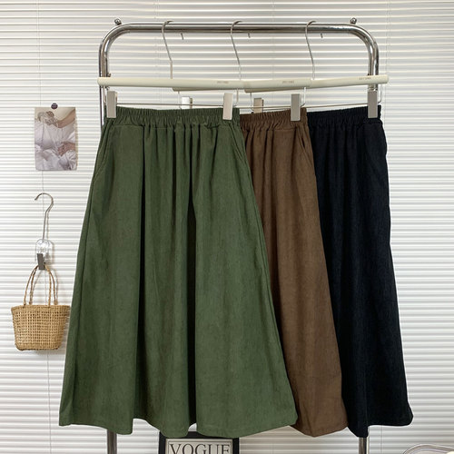 秋冬复古灯芯绒半身裙女2023新款