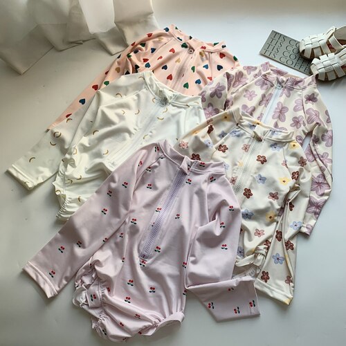 女童夏季连体长袖泳衣速干宝宝