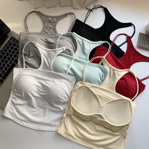 绿色抹胸挂脖露背吊带背心女外穿