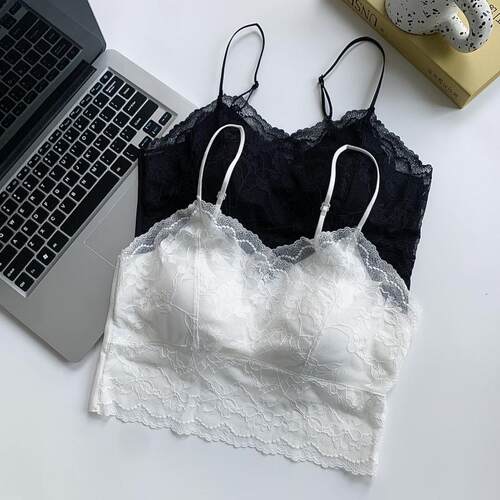 兔耳朵美背内衣女U领防走光蕾丝小吊带夏季超薄抹胸小吊带瘦胸